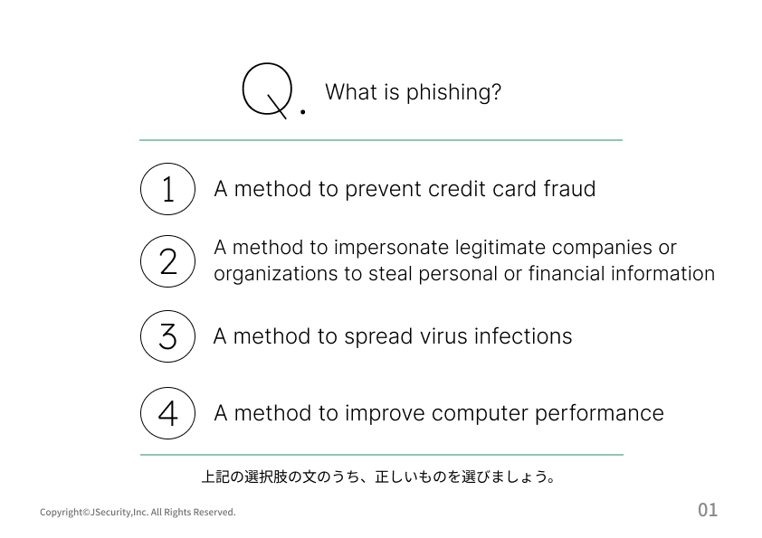 メールの罠に注意！フィッシング対策～新入社員向け～理解度チェック【英語ver】