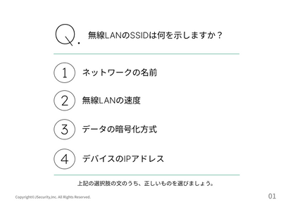 安全な無線LAN利用の管理における担当者の仕事～一般社員向け～理解度チェック